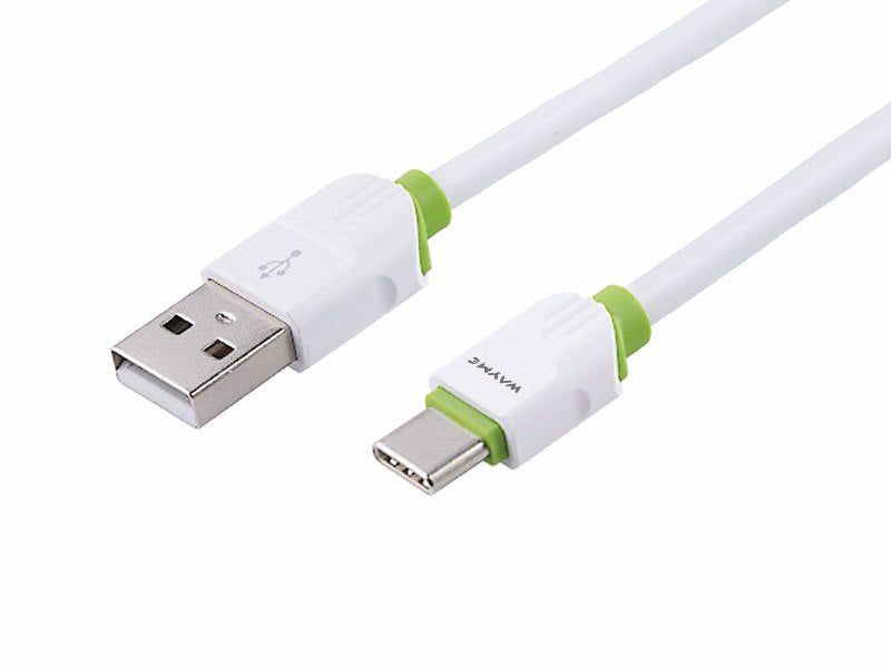 WAYME töltő- és szinkronizáló kábel, szilikon, kerek, 100 cm, USB> USB-C