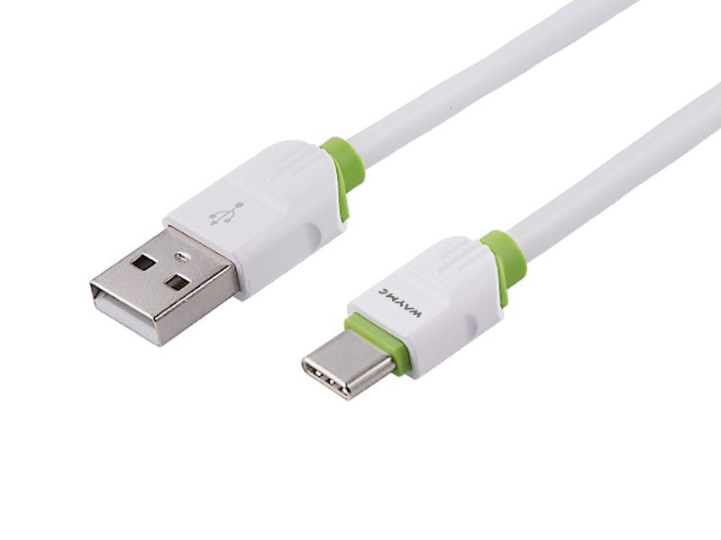 WAYME töltő- és szinkronizáló kábel, szilikon, lapos, 200 cm, USB> USB-C