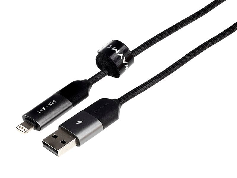WAYME Mikroszálas fonott töltő és szinkronizáló kábel 100 cm 4in1 USBC > USB C Lightning max 60 W – kép 2