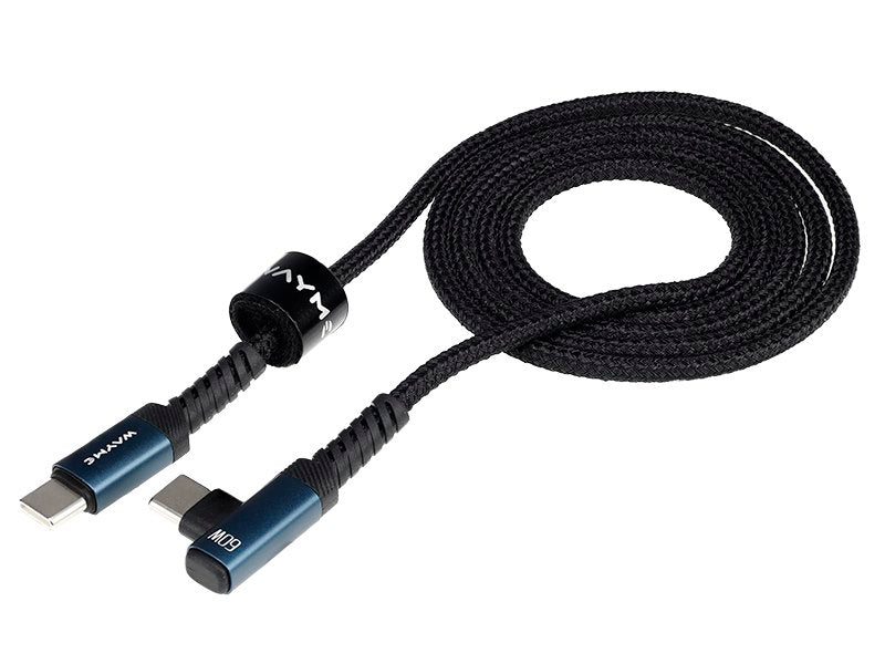 WAYME Mikroszálas fonott töltő és szinkronizáló kábel 100 cm USB C > USB C 90° max 60W – kép 2