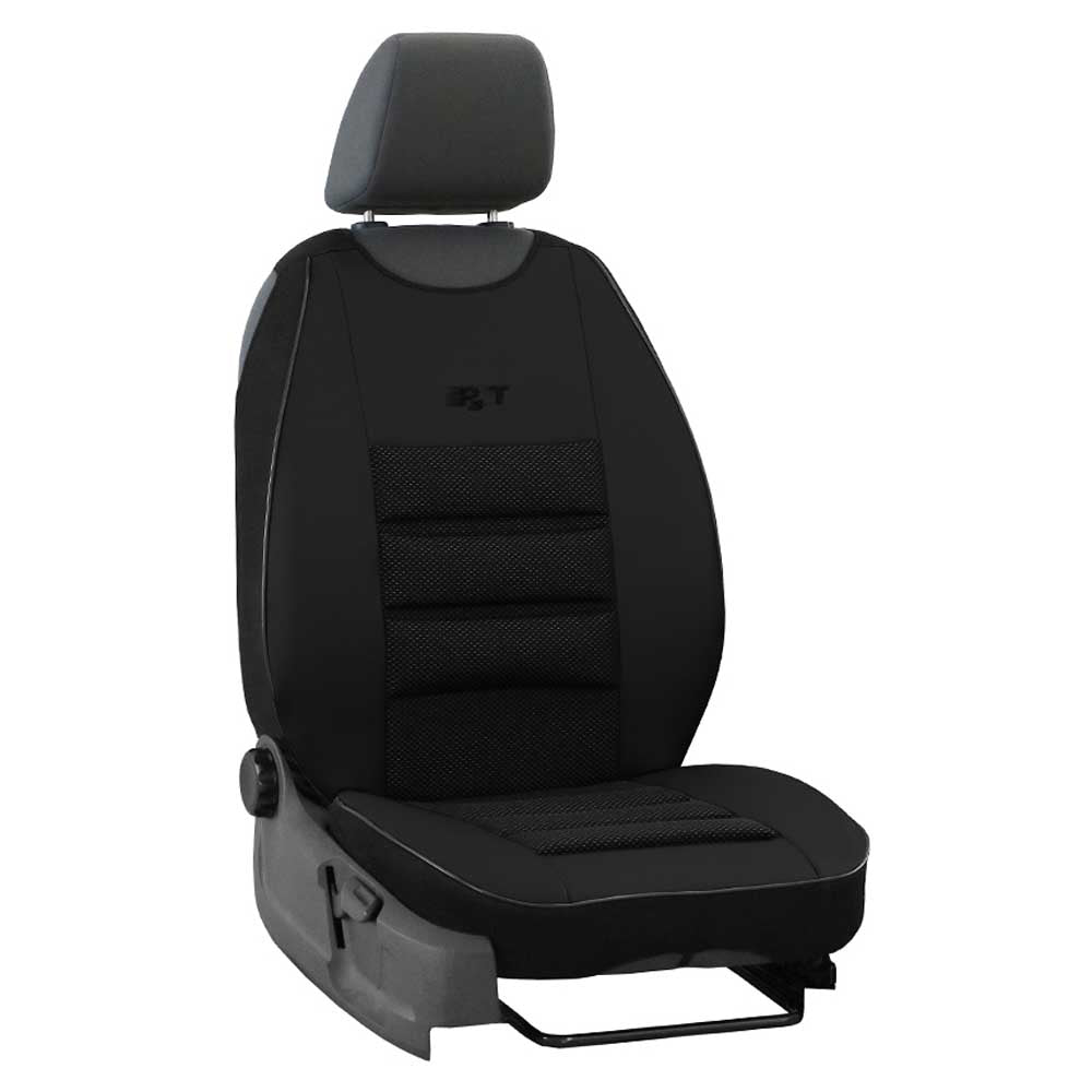 Ergonomic univerzális üléshuzat vezetői üléshez, fekete színben, ökológiai bőrből és kárpitszövetből