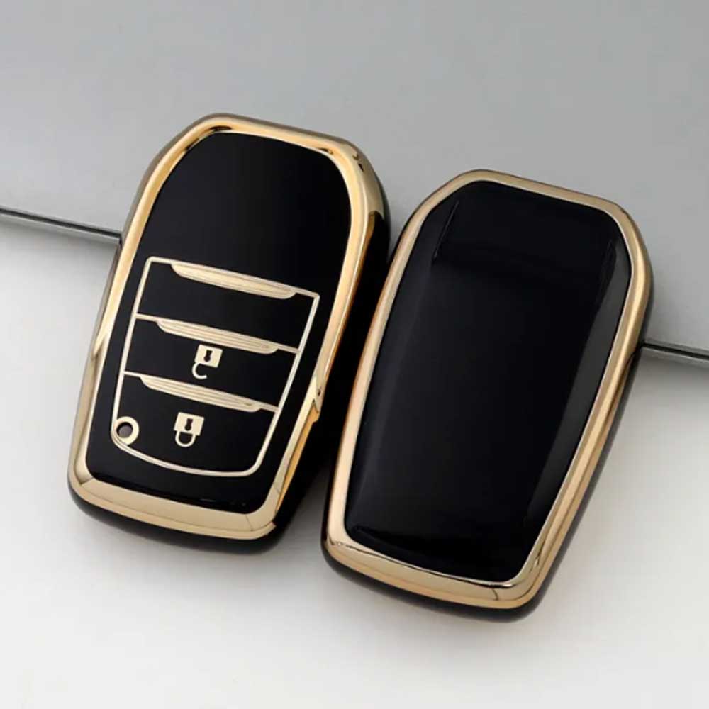Toyota 2 gombos TPU kulcstok - Fekete-arany