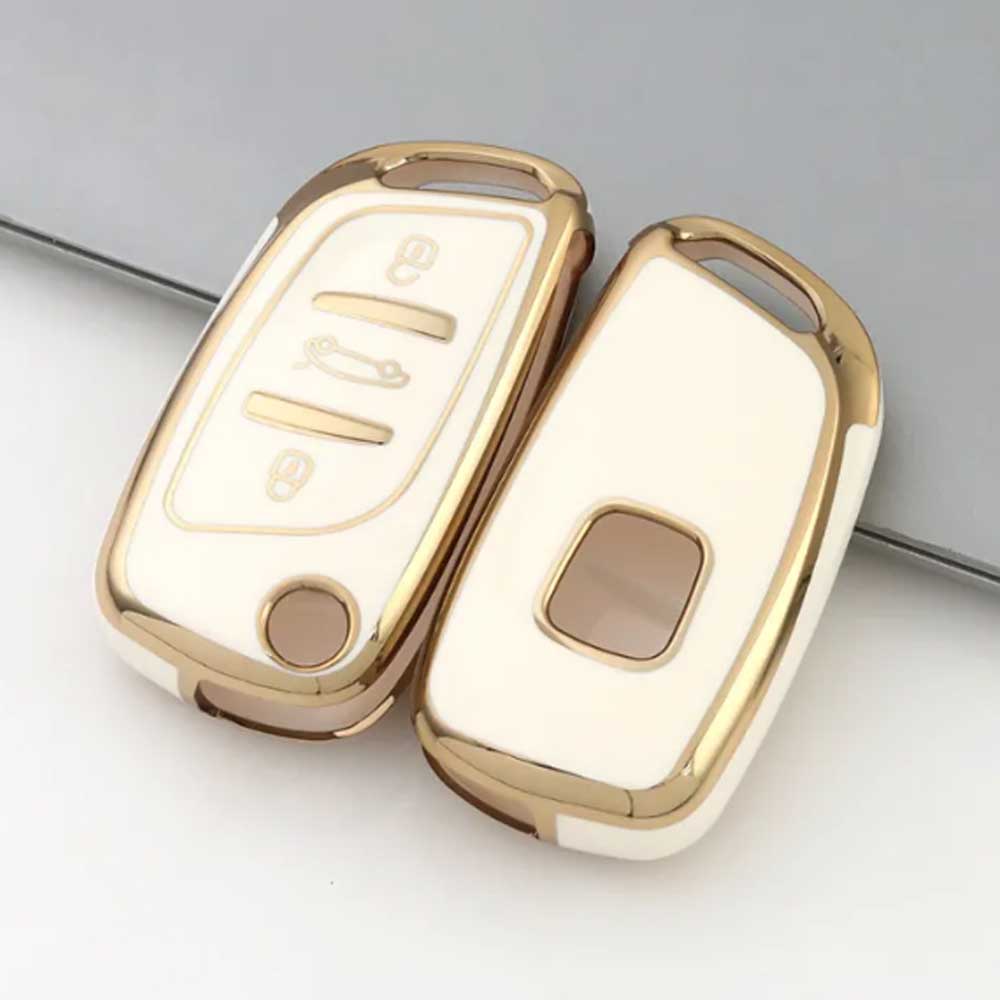 DS 3 gombos TPU kulcstok fehér-arany színben