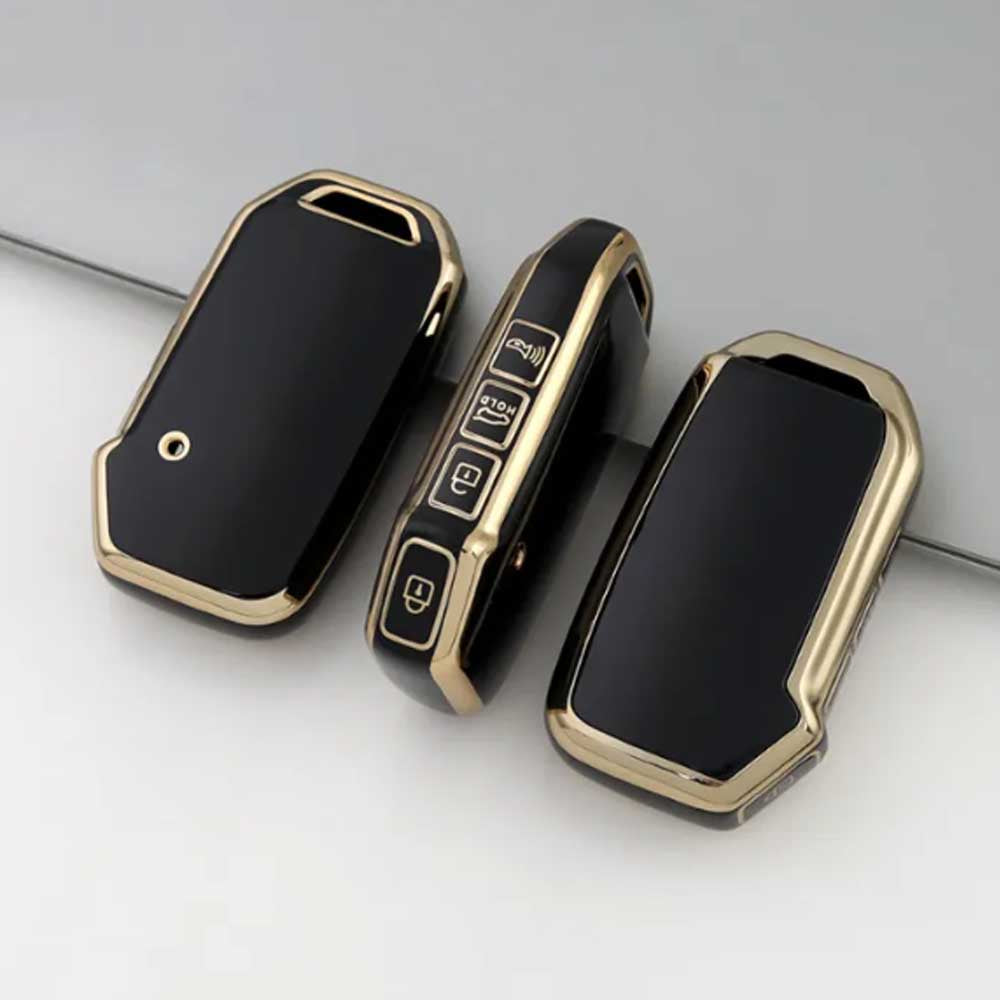 Kia 4 gombos TPU kulcstok fekete-arany színben