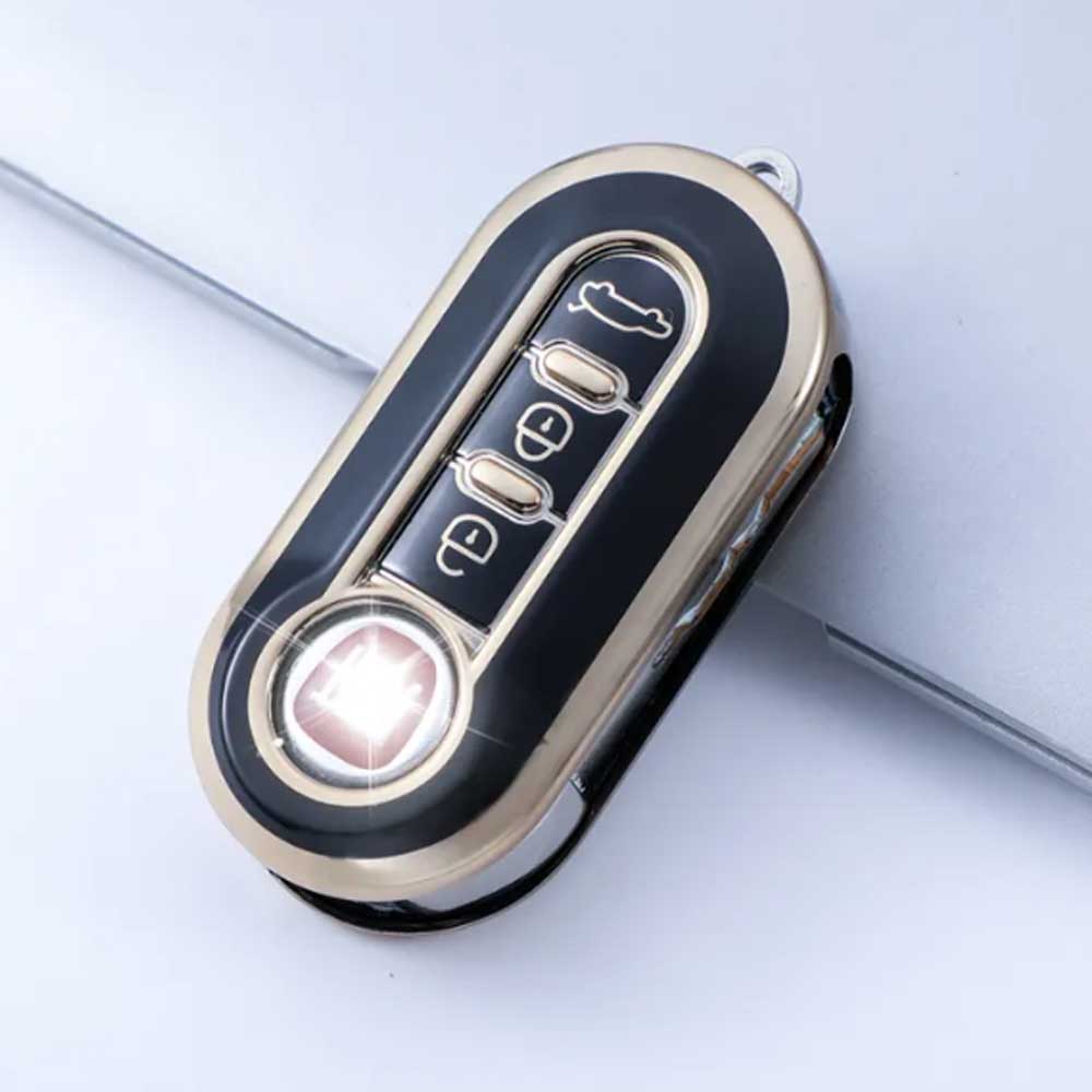 Peugeot 3 gombos TPU kulcstok fekete-arany színben