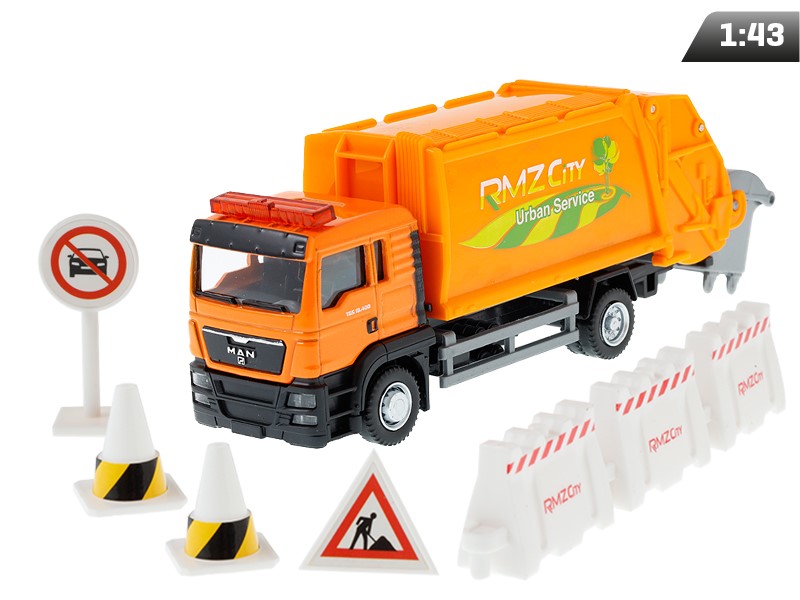 1:64-es modell, RMZ City MAN szemétszállító teherautó + tartozékok