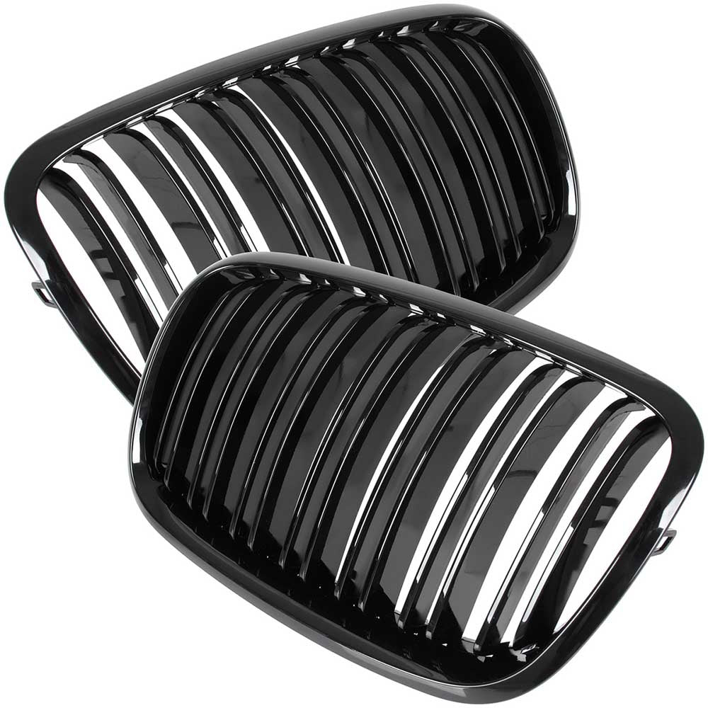 BMW X5 E70 hűtőrács (fényes fekete, double bar – bal+jobb) 2006-2013