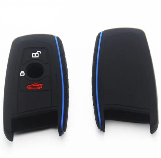 BMW kulcs szilikon tok 3 gombos Fekete/kék