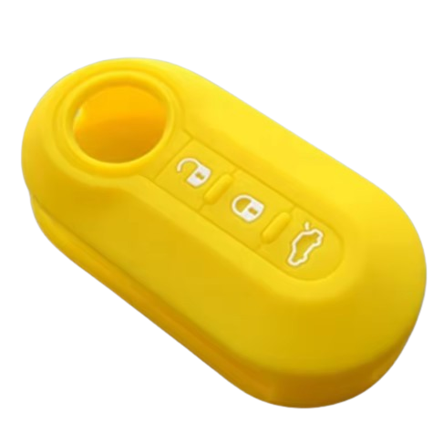 Fiat kulcs szilikon tok 3 gombos sárga