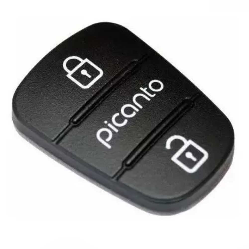 Fekete színű, 3 gombos Kia Picanto gombsor. Fehér mintával.