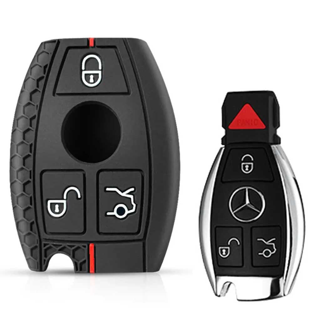 Mercedes 3 gombos szilikontok - Fekete-piros