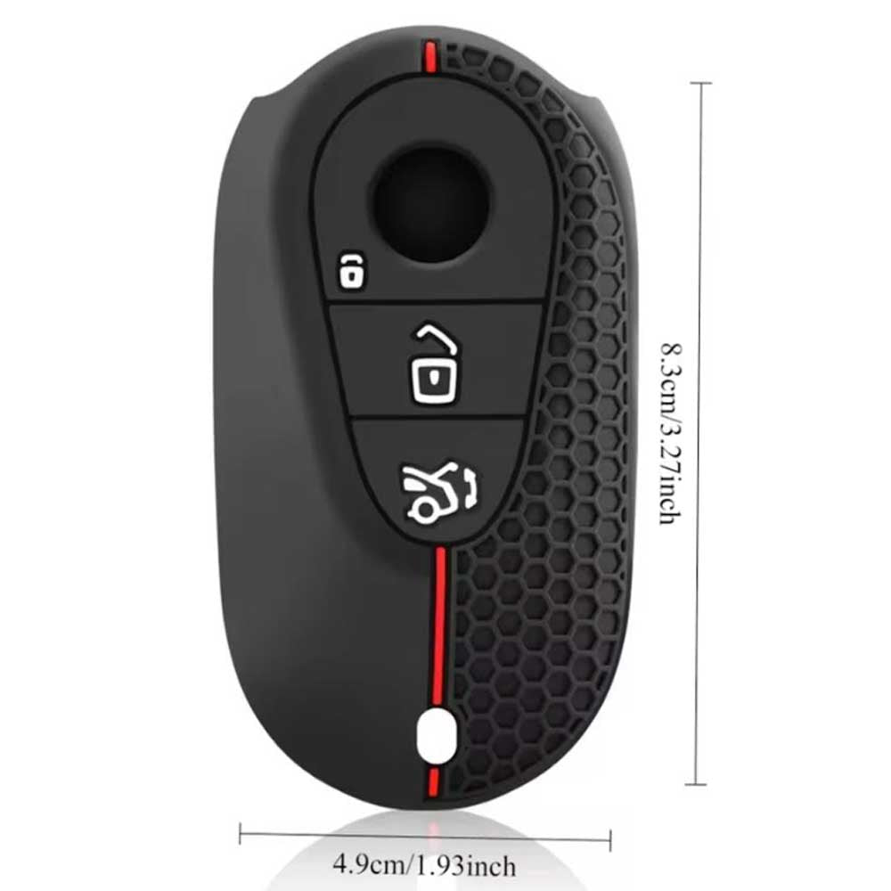 Mercedes 3 gombos szilikon tok - Fekete-piros