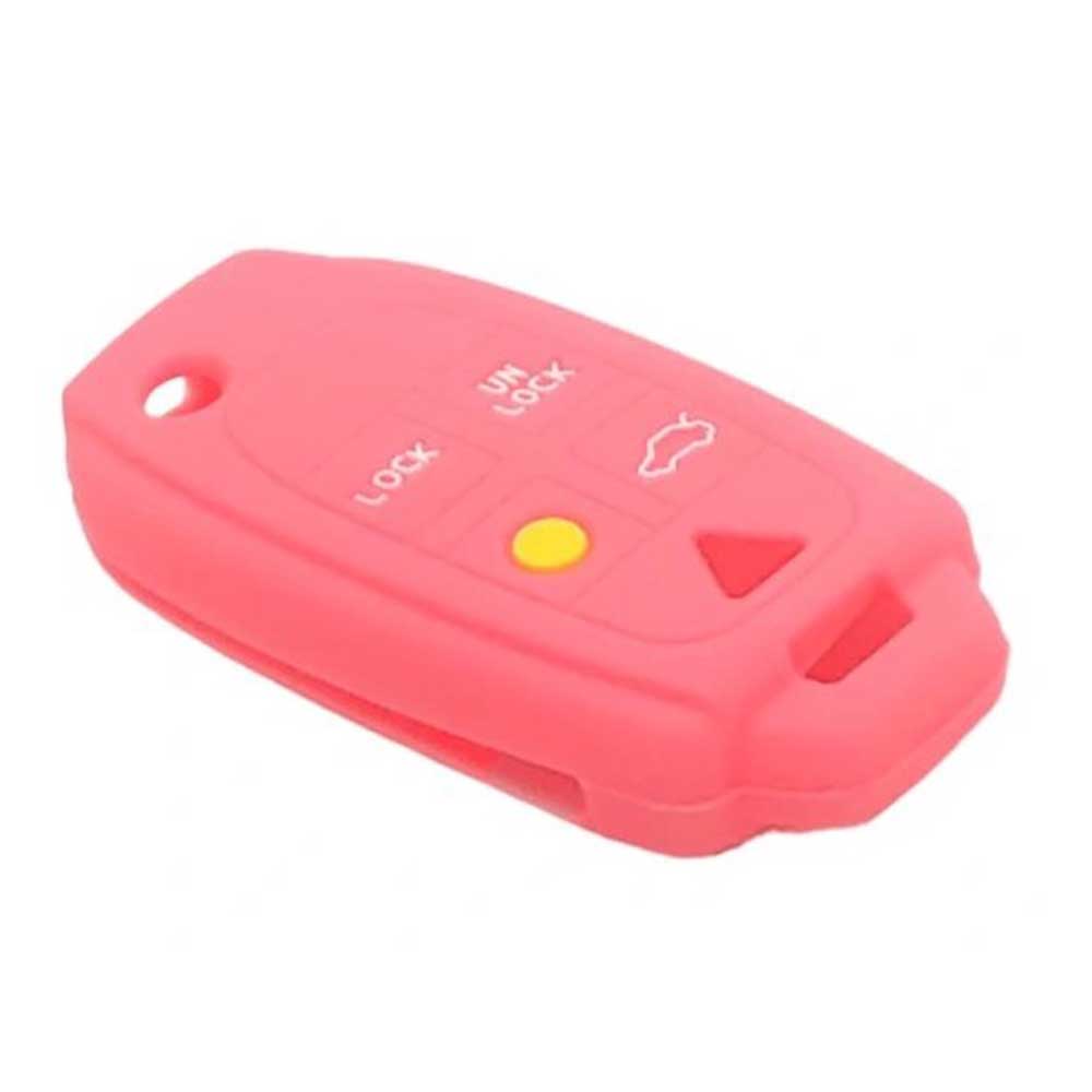 Rózsaszín, 5 gombos Volvo bicskakulcs szilikon tok.