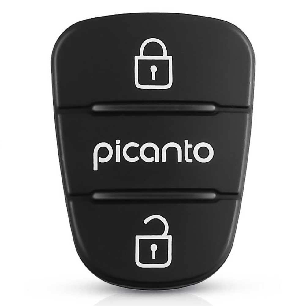 Fekete színű, 3 gombos Kia Picanto gombsor. Fehér mintával.