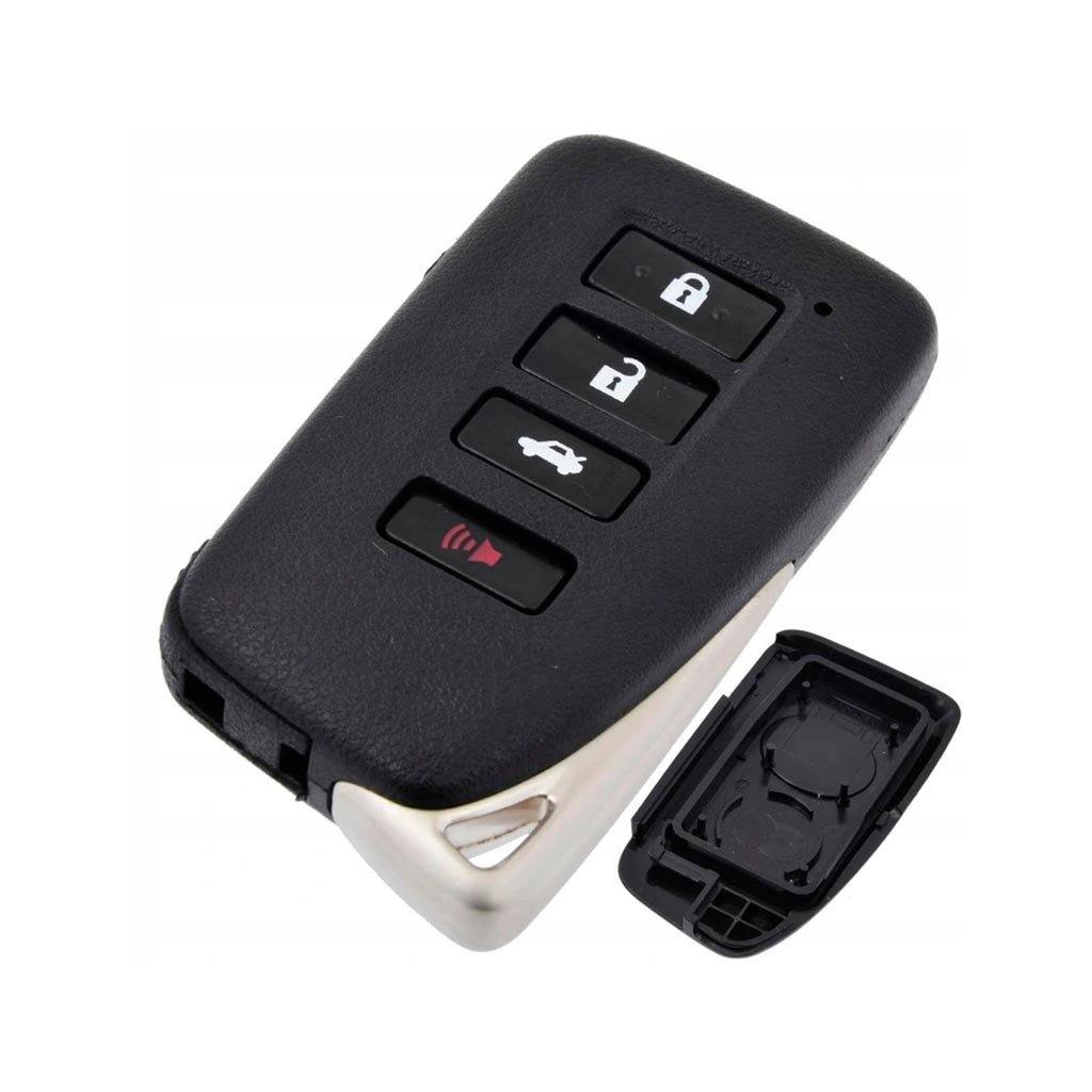 Fekete színű, 4 gombos Lexus kulcs, kulcsház.