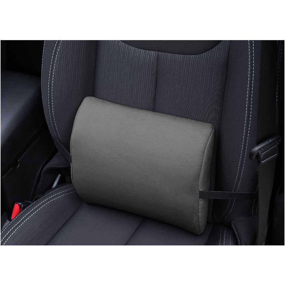 Szürke színű memóriahabos derékpárna autóba alkantara anyagból