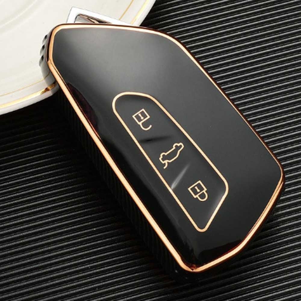 VW 3 gombos TPU kulcstok - Fekete-Arany