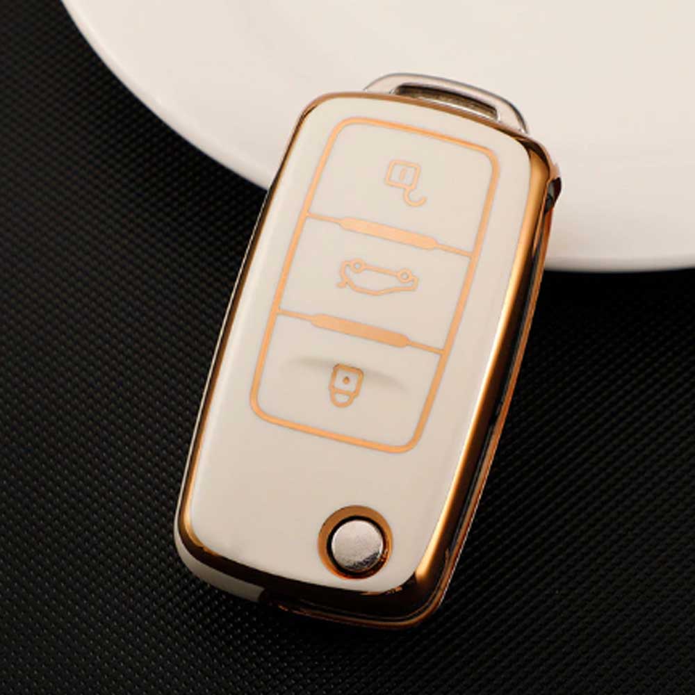 VW 3 gombos TPU kulcstok - Krémfehér