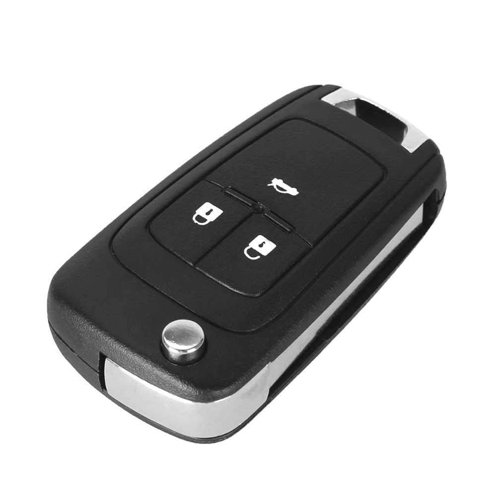 Fekete színű, 3 gombos Chevrolet kulcsház, bicskakulcs.