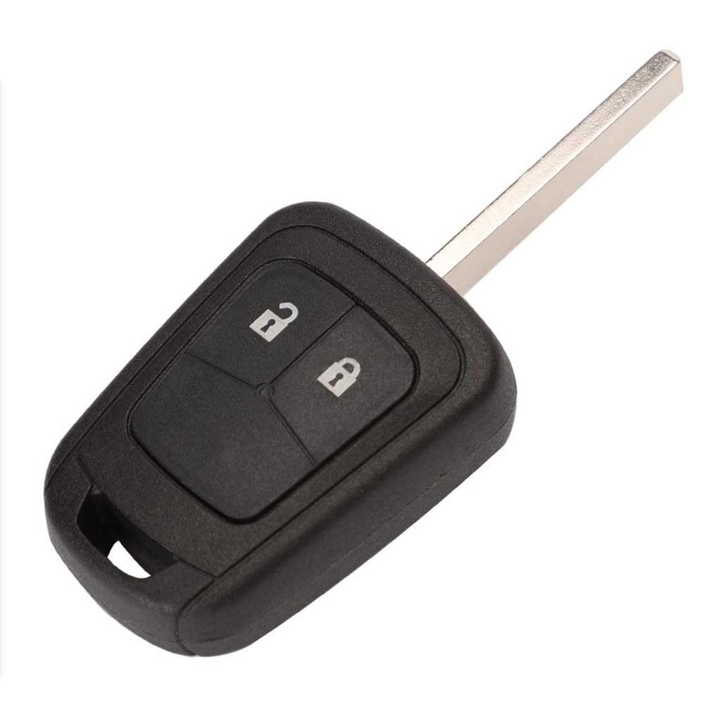 2 gombos, fekete színű Chevrolet kulcs, kulcsház nyers kulcsszárral.