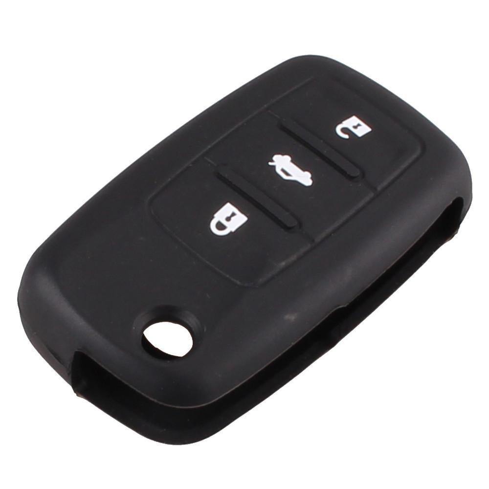 Fekete színű, 3 gombos Skoda bicskakulcs szilikon tok.