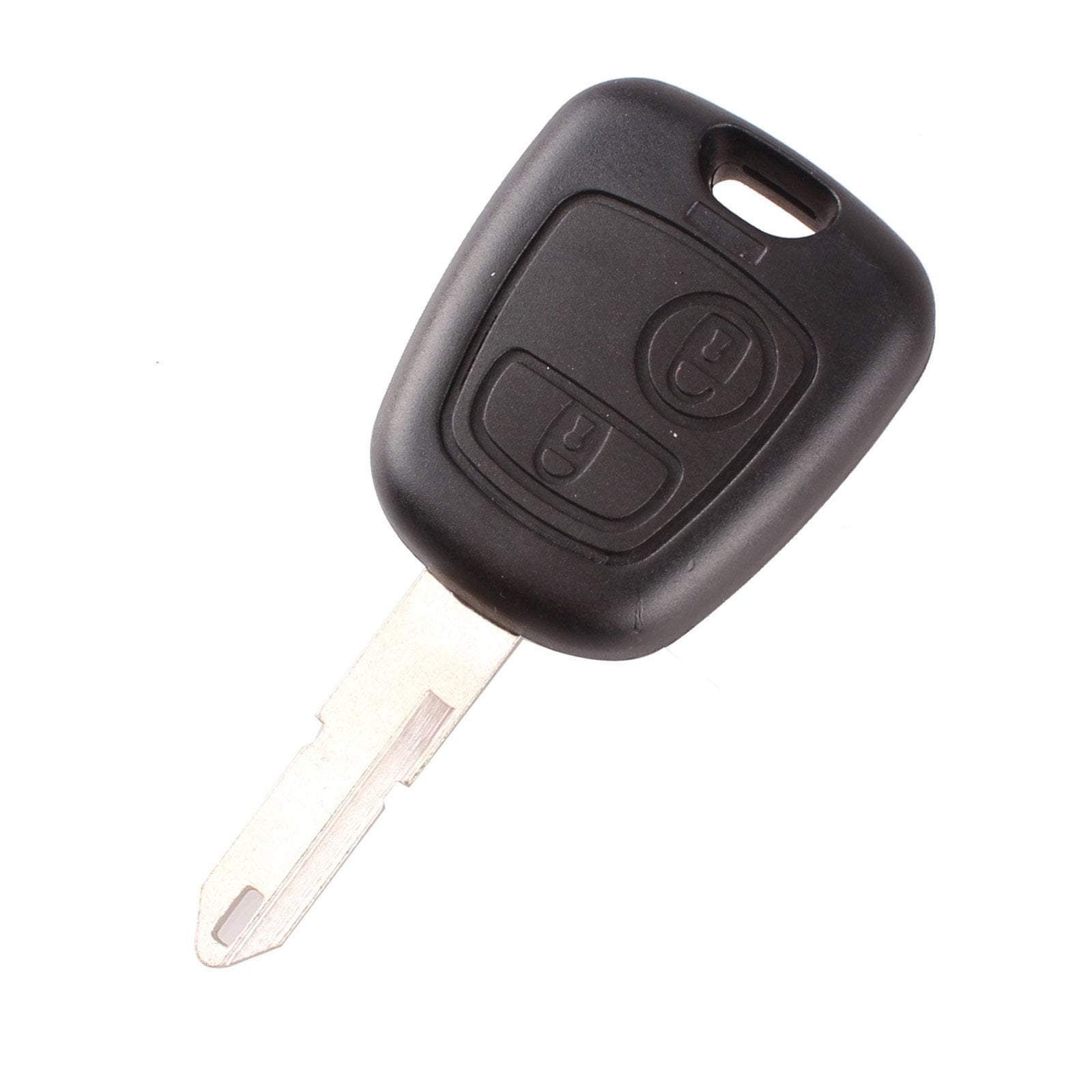 Fekete színű, 2 gombos Peugeot kulcs, kulcsház.