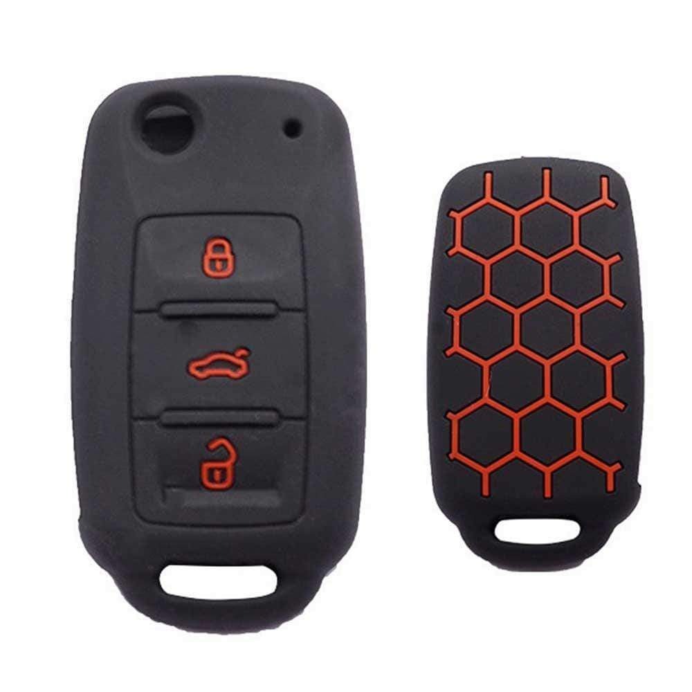 Fekete-piros színű, 3 gombos VW kulcs szilikon tok.