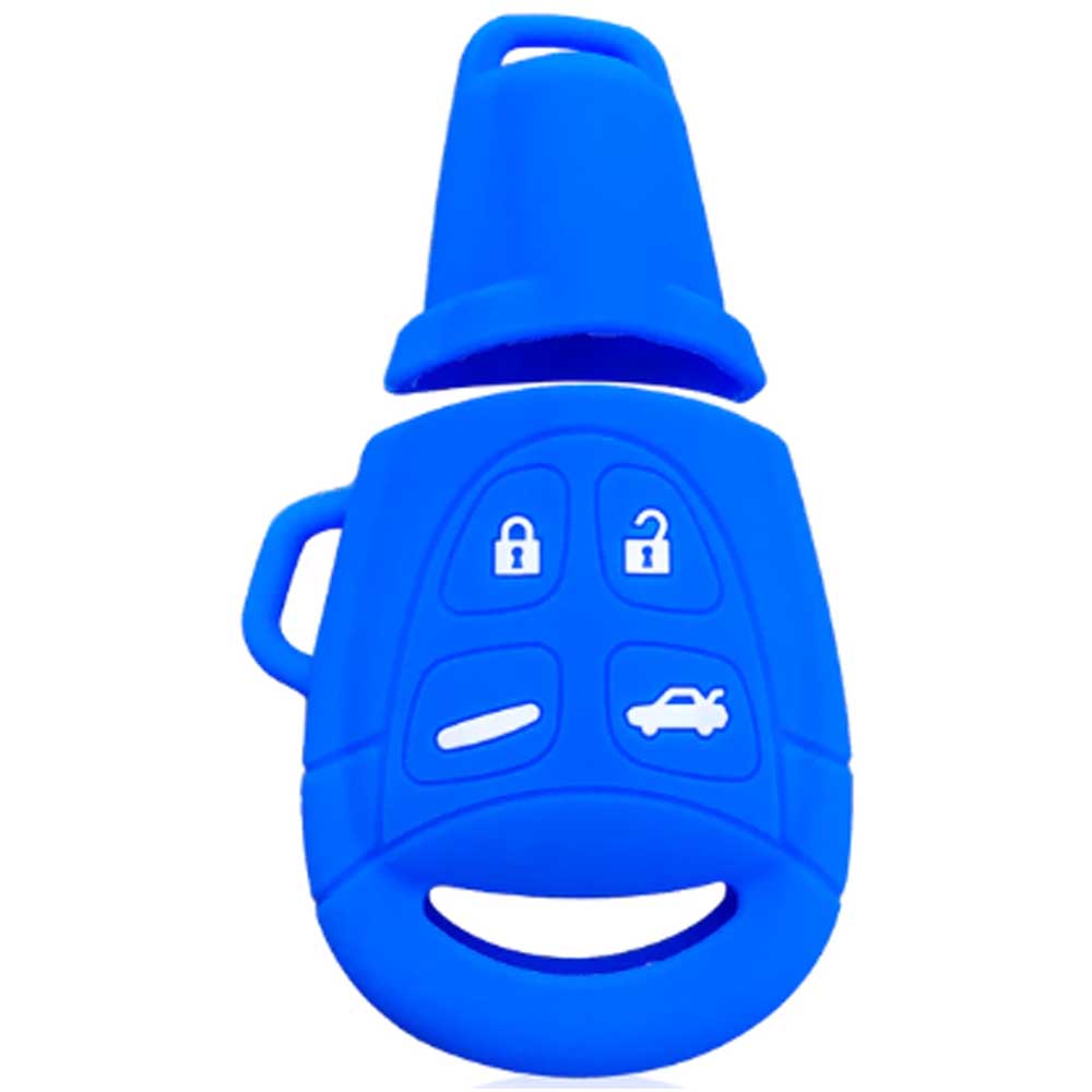 Saab 4 gombos kulcs szilikon tok kék színben