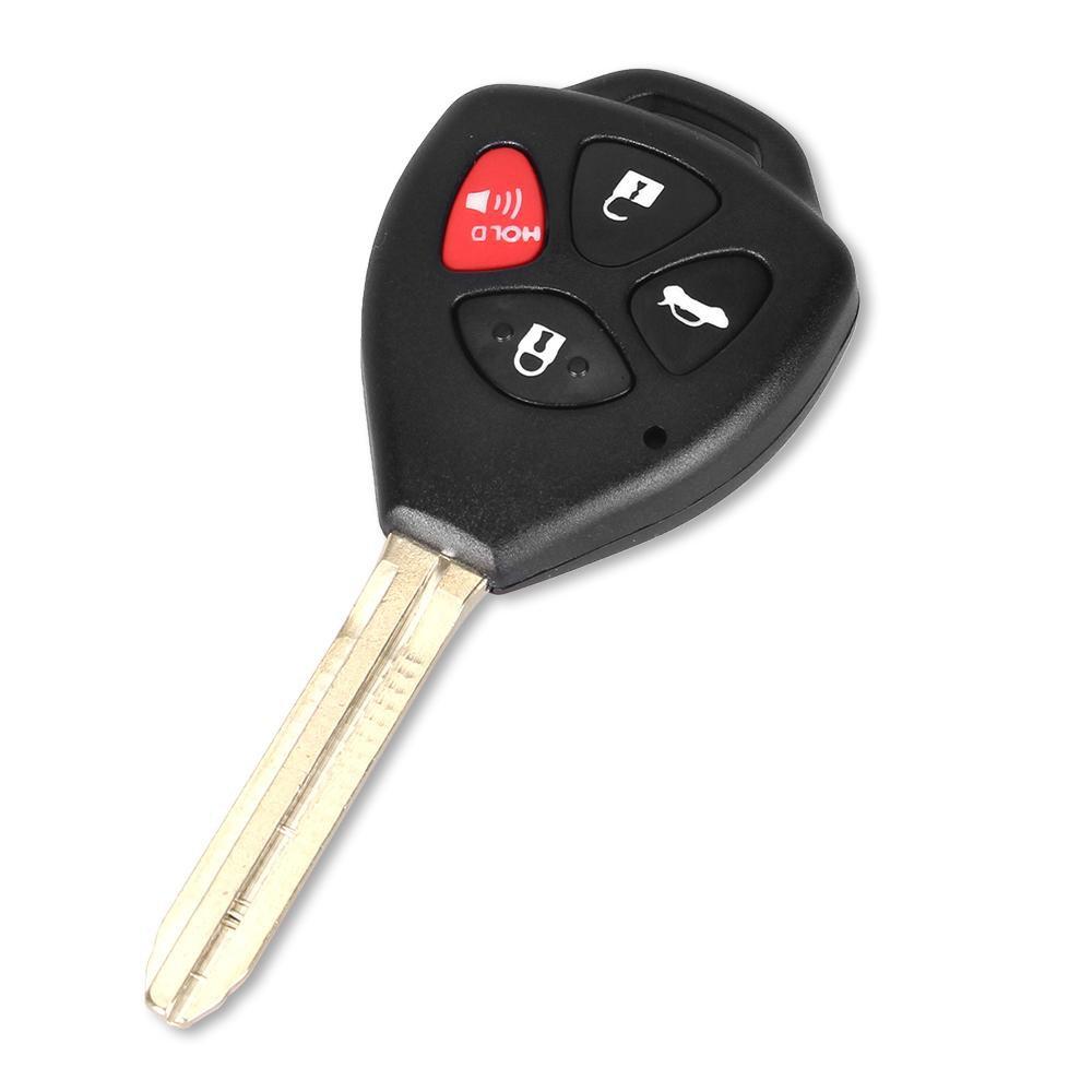 Fekete színű, 4 gombos Toyota kulcs.