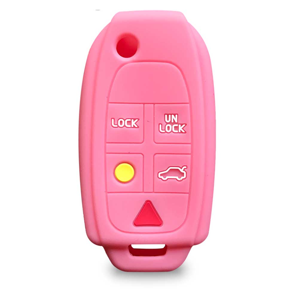 Rózsaszín, 5 gombos Volvo bicskakulcs szilikon tok.