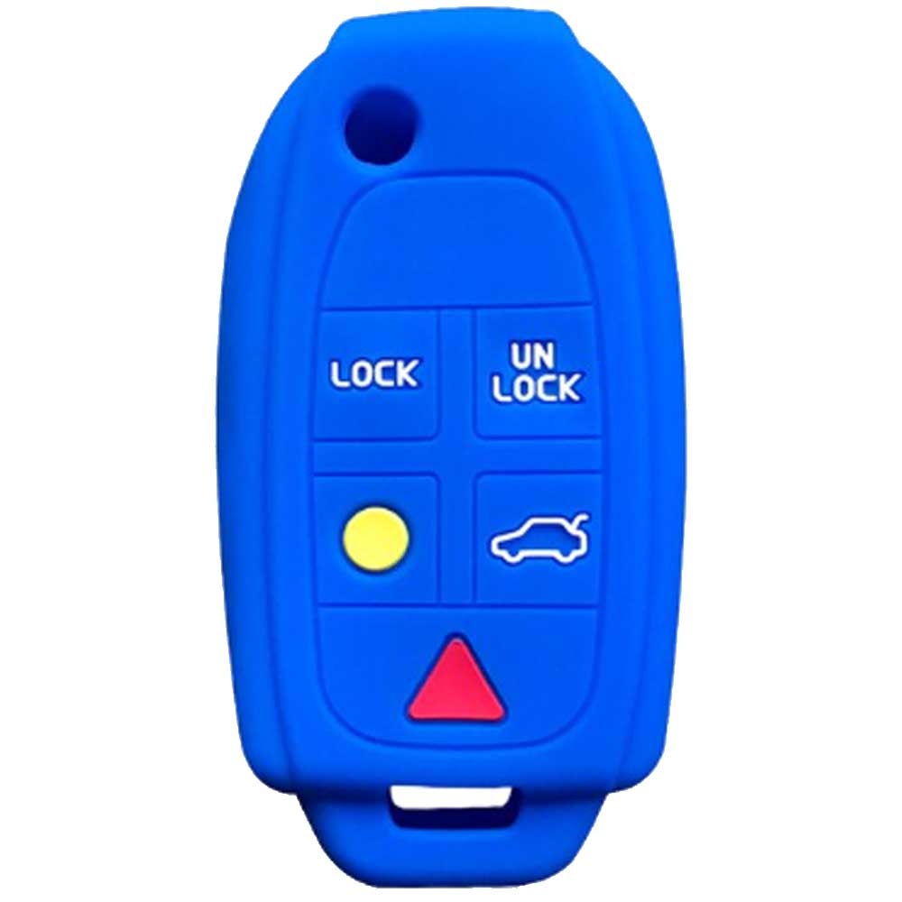 Kék színű, 5 gombos Volvo bicskakulcs szilikon tok.