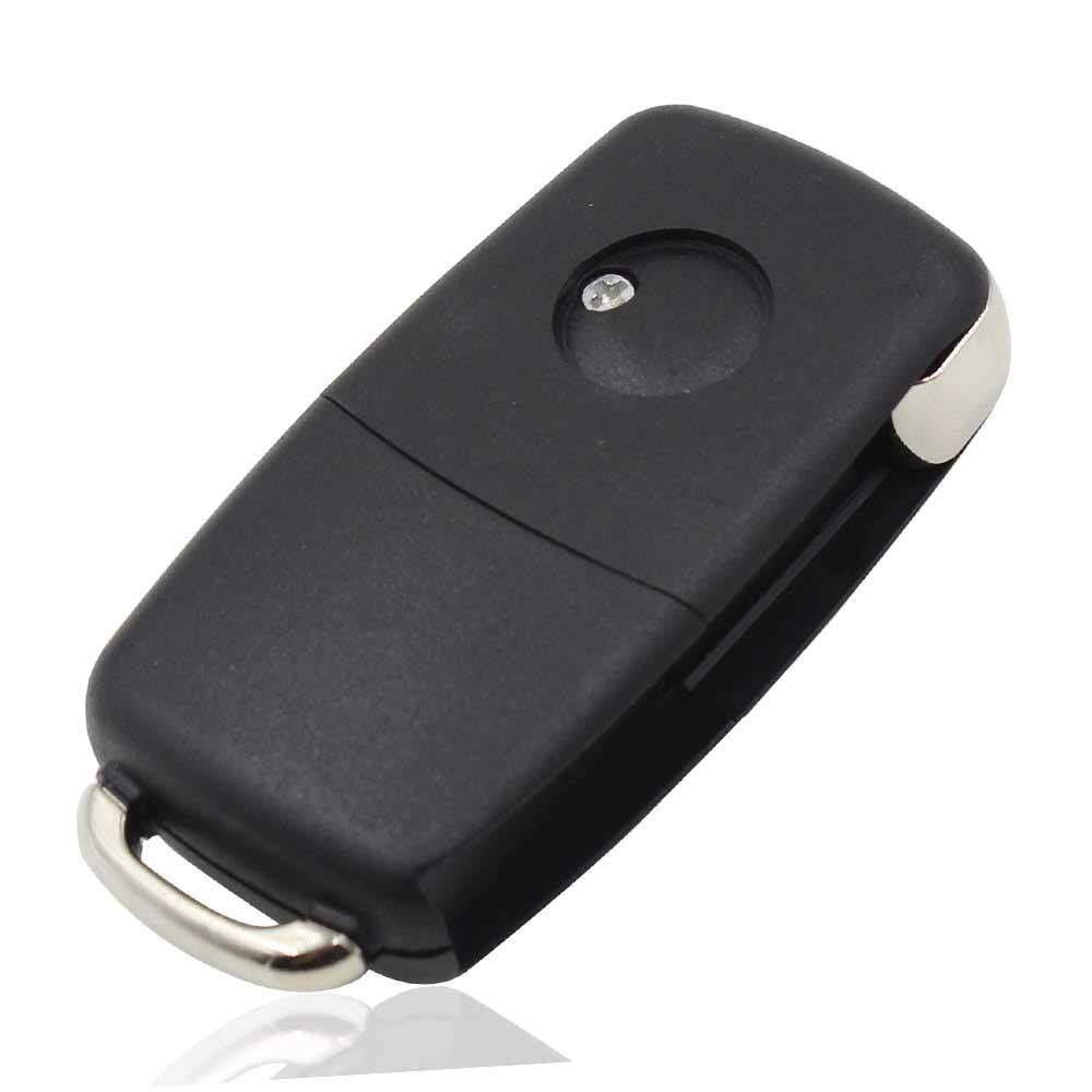 Fekete színű, 3 gombos Seat bicskakulcs, kulcsház hátulja.