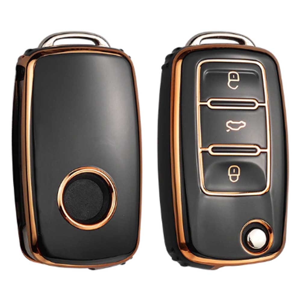 VW 3 gombos TPU kulcs tok fekete színben