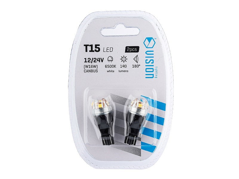 Izzó VISION W16W T15 1224V 5x 2835 SMD Lumileds nem poláris CANBUS fehér 2 db – kép 3