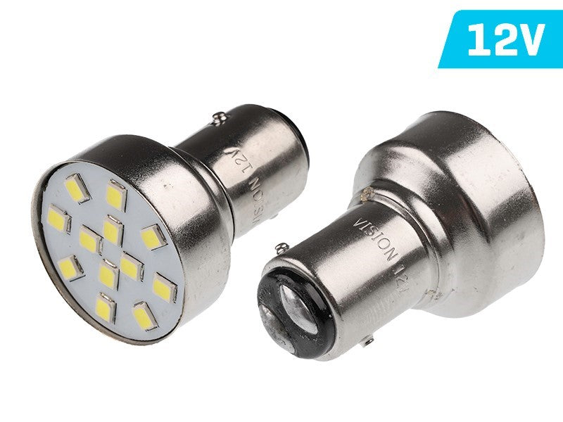 Izzó VISION P21 / 5W BAY15d 12V 12x 5mm LED, fehér, 2 db