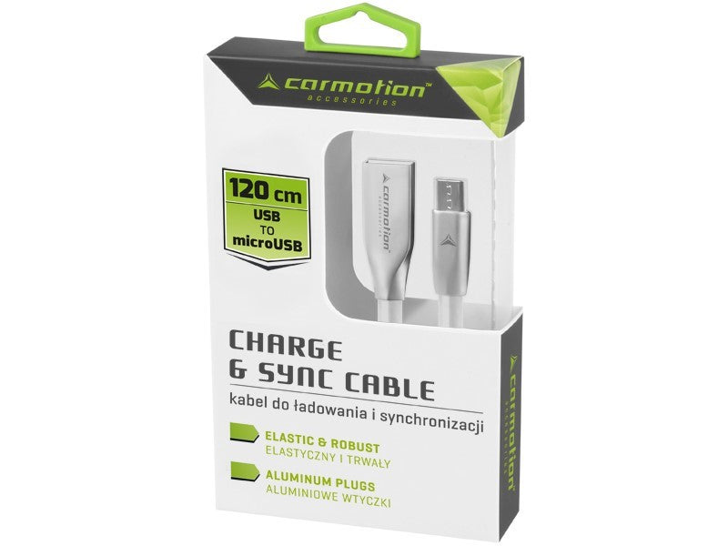 Töltő  és szinkronizáló kábel 120 cm USB> micro USB fehér – kép 2