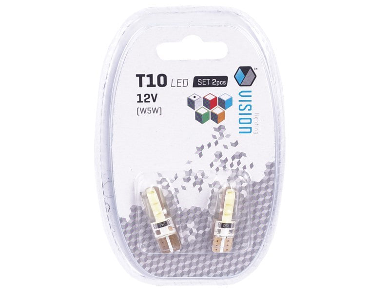Izzó VISION W5W T10 12V 2x COB LED fehér szilikon ház 2 db – kép 3
