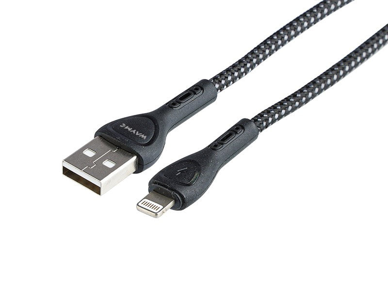 WAYME töltő- és szinkronizáló kábel , fonott mikroszálas, LED háttérvilágítás, 200 cm, USB> Lightning