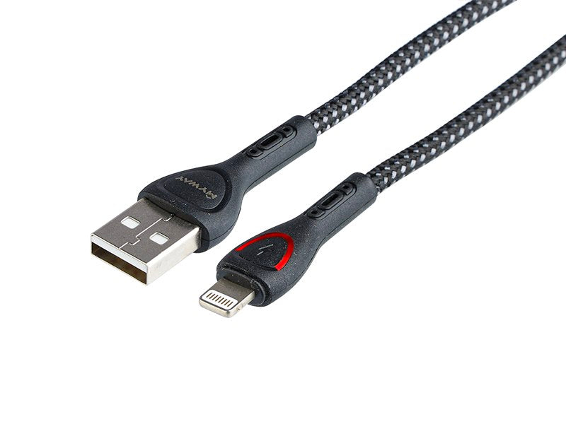 WAYME töltő  és szinkronizáló kábel  fonott mikroszálas LED háttérvilágítás 200 cm USB> Lightning – kép 2