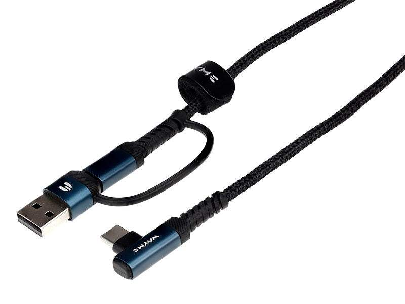 WAYME Mikroszálas fonott töltő  és szinkronizáló kábel 100 cm USBC > USB C 90° max 60W – kép 2