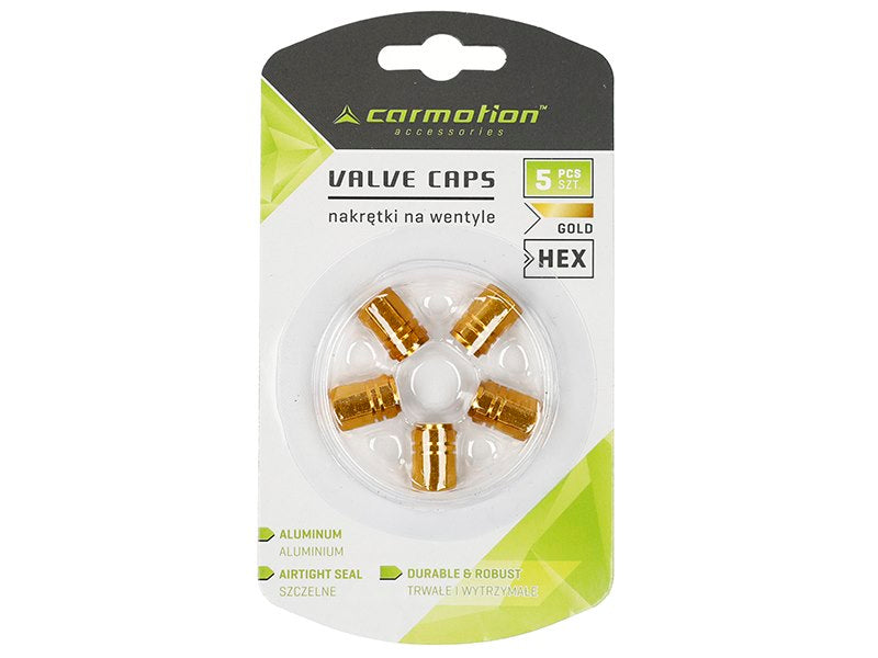 Szelepsapka alumínium hatszögletű 5 db arany színű – kép 3