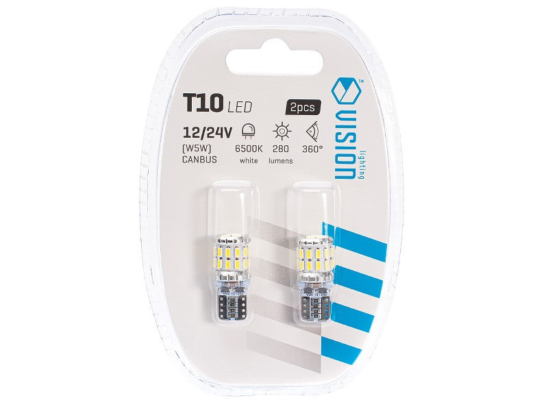 Izzó VISION W5W T10 1224V 24x 3030 SMD LED CANBUS fehér 2db – kép 3