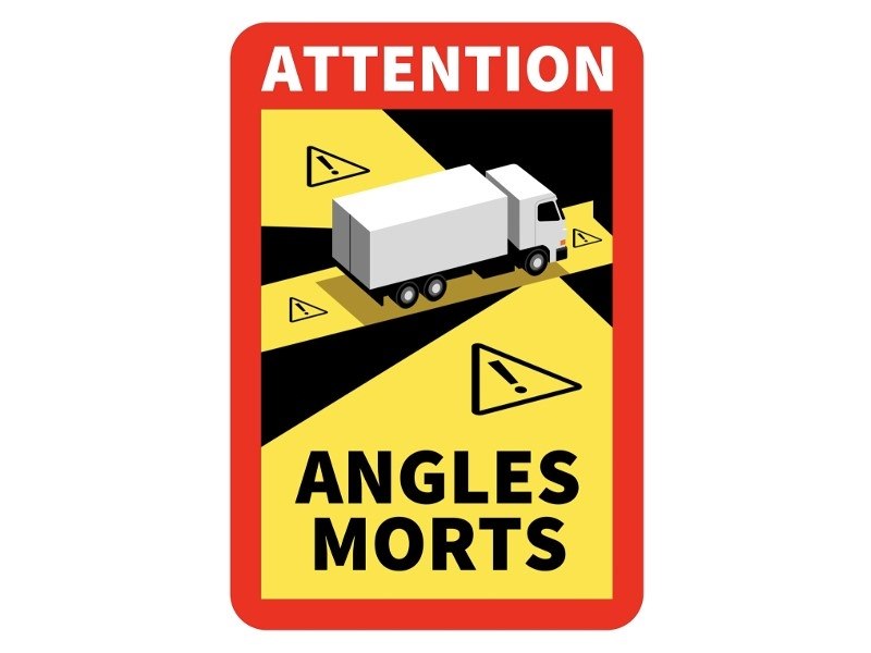 Matrica ANGLES MORTS 25x17 cm, TIR, laminált, UV-védő