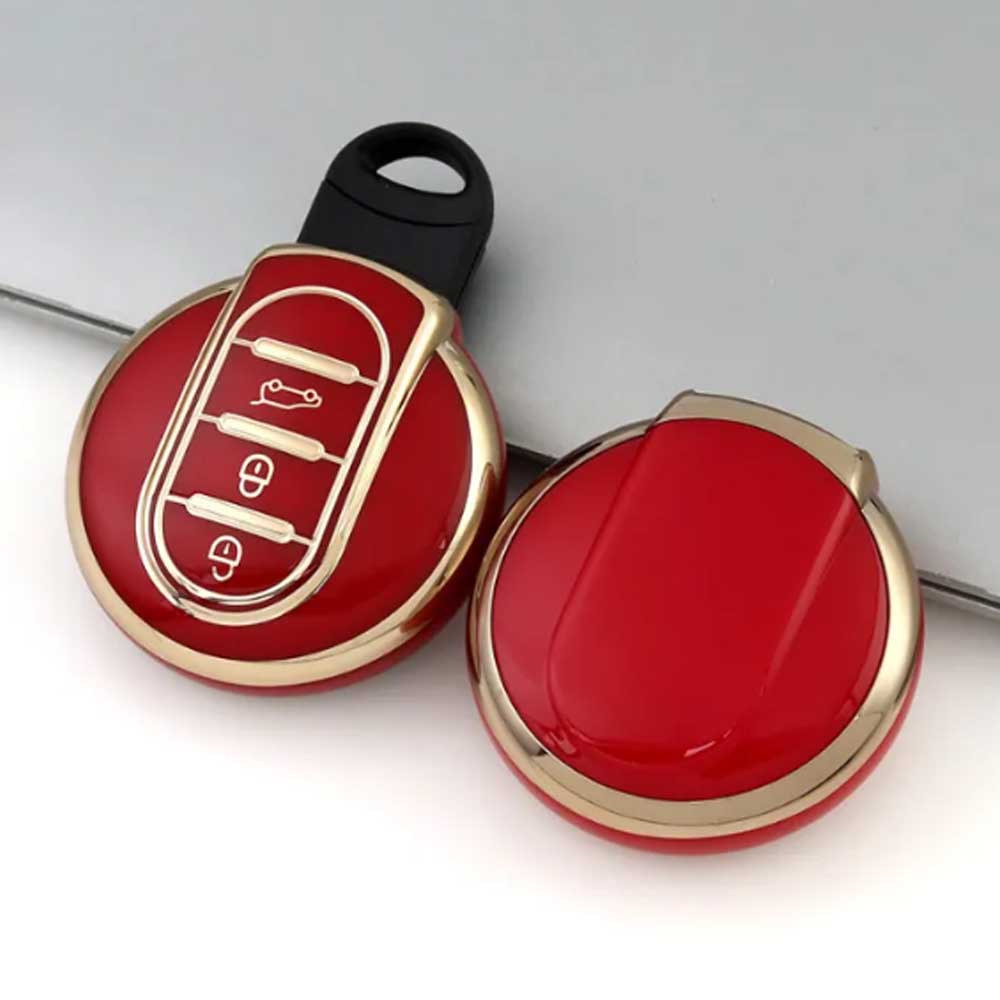 Mini 3 gombos TPU kulcstok piros színben