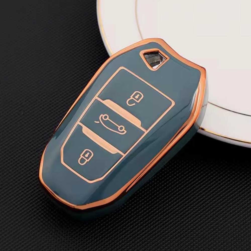 Citroen TPU obal na kľúč s 3 tlačidlami - Krémovo biely