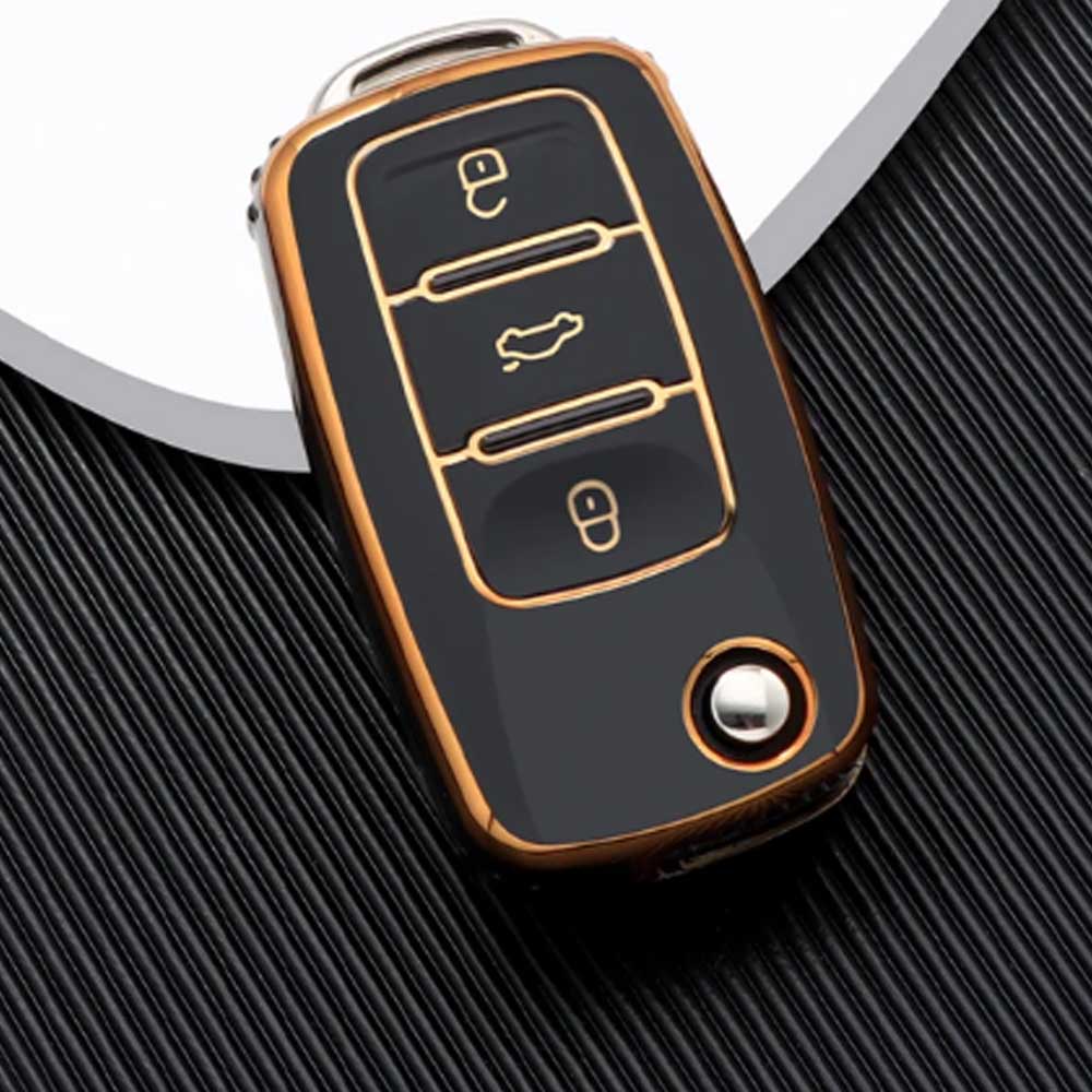 Skoda kulcs TPU tok 3 gombos - Fekete