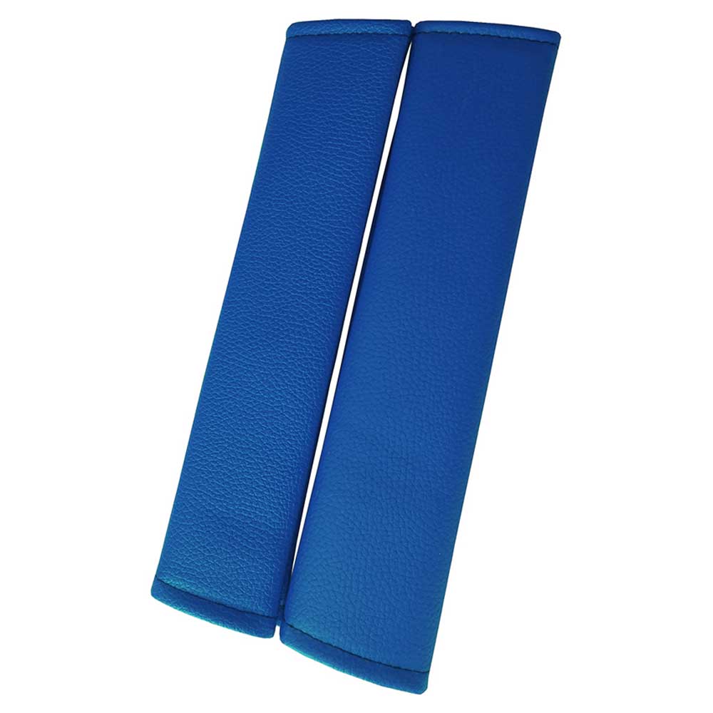 Biztonsági öv védő párnakészlet kék színben, bőr anyagból