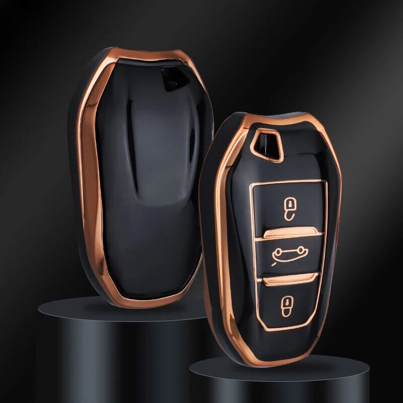 Citroen 3 gombos TPU kulcstok - Fekete