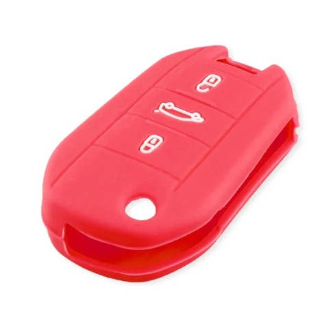Citroen bicskakulcs szilikon tok 3 gombos - Piros