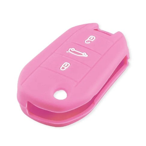 Citroen bicskakulcs szilikon tok 3 gombos - Rózsaszín
